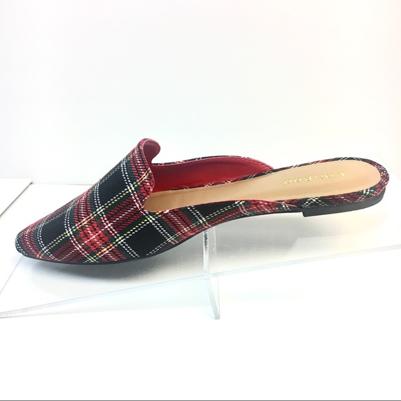 LAST PAIR! Restock Red Plaid Mules Tartan Tweed - Picture 5 of 8